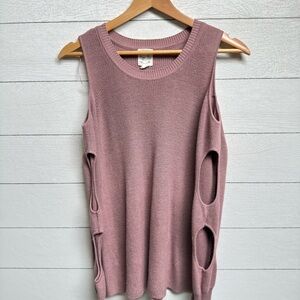 Hippie Rose | Mauve Cutout Sleeve Sweater – Soft Edge | Size L